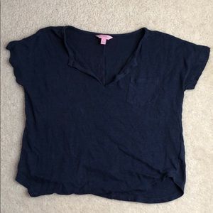A navy shirt